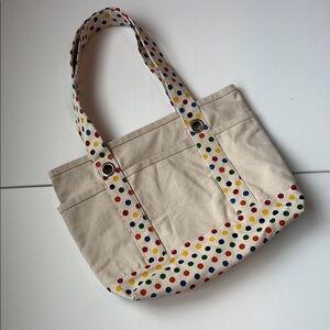 Polka Dot Cotton Canvas Tote Bag 16h x 12 l x 3 wide